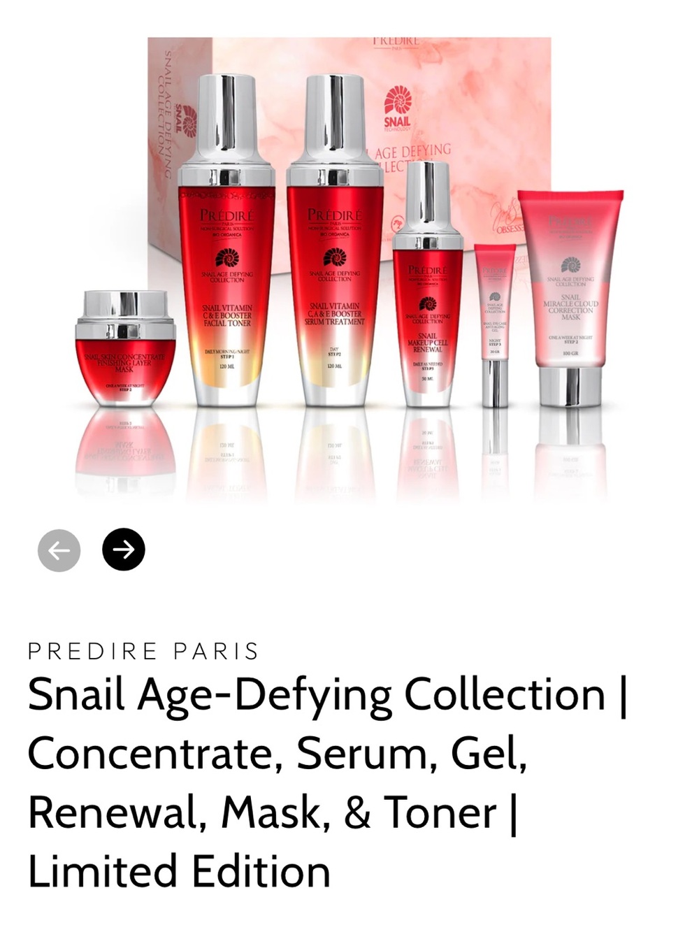Snail Age-Defying Skincare Set sold for   $10k online!!!